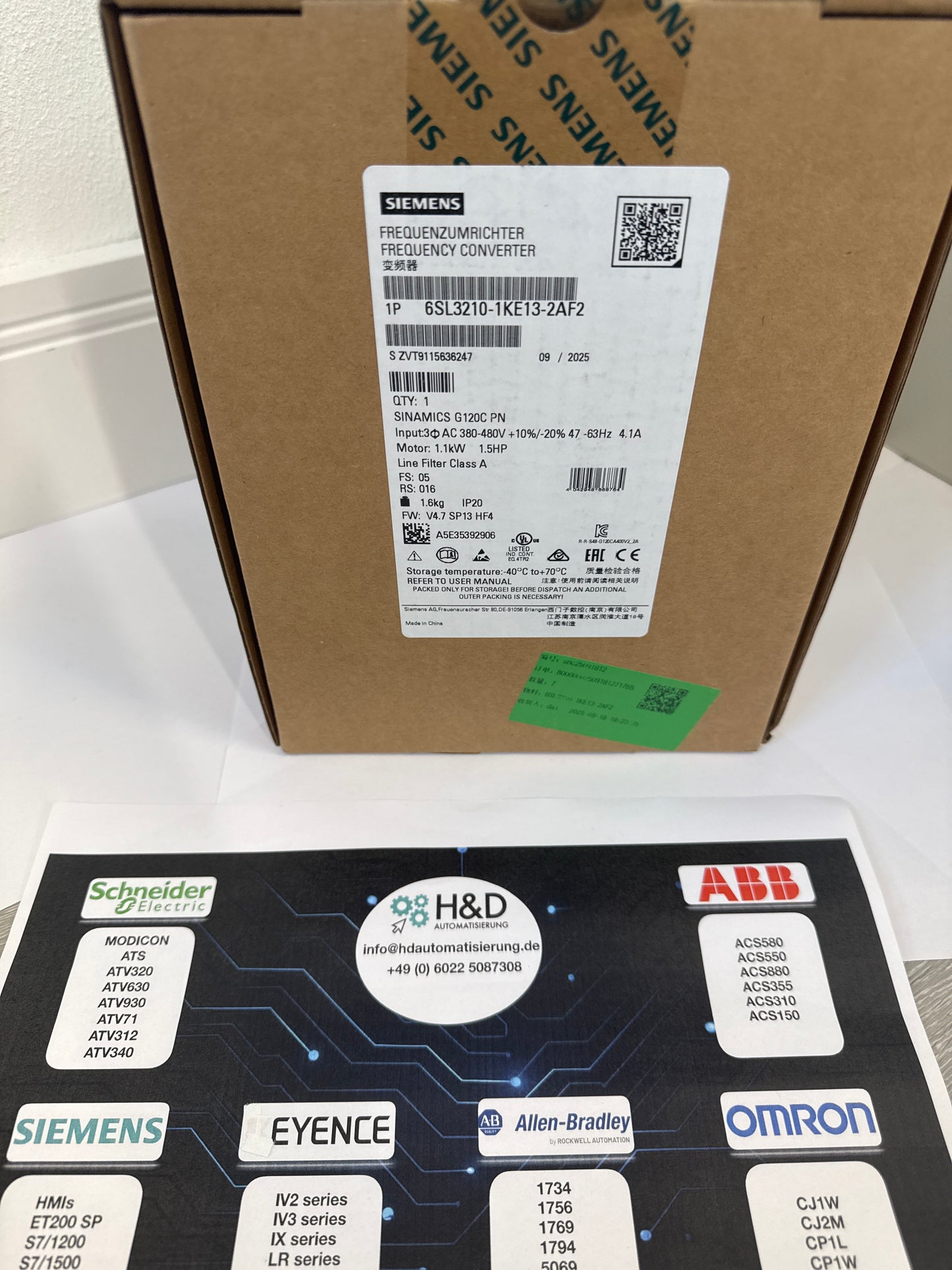 Sinamics G120C 6SL3210-1KE13-2AF2 – Variateur de fréquence (1,1 kW, 3AC 380–480 V, PROFINET, STO, IP20)