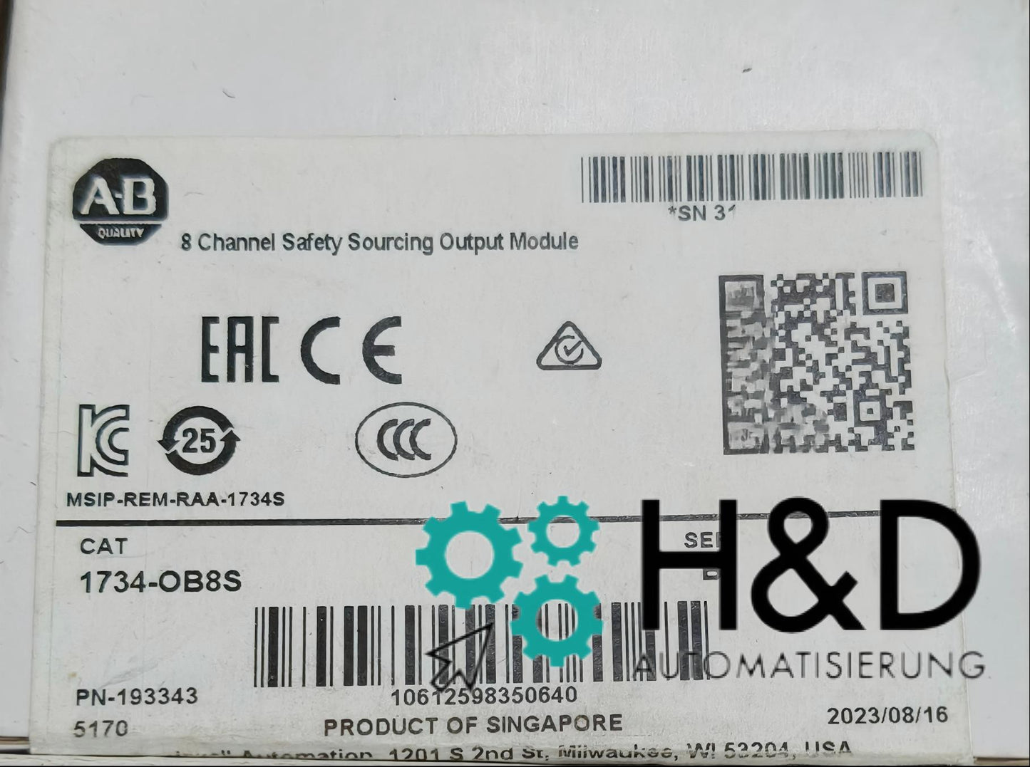 1734-OB8S Allen-Bradley Module de sortie de sécurité d'approvisionnement Neuf et scellé