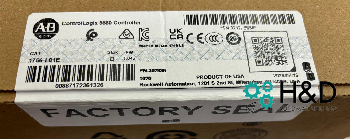1756-L81E Allen-Bradley Контроллер ControlLogix 5580 Новый и Запечатанный