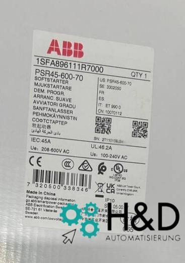 ABB 1SFA896111R7000 – PSR45-600-70 Пускатель плавного пуска – 45 A – 208 … 600 V AC – Новый и запечатанный