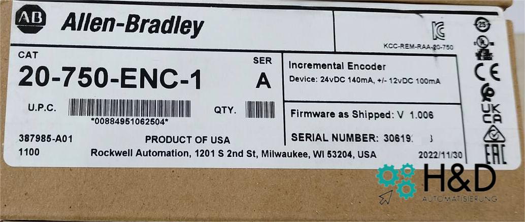 20-750-ENC-1 Allen-Bradley Опционный модуль 【Новый и запечатанный】