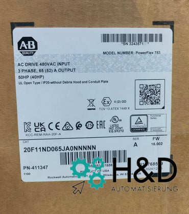20F11ND065JA0NNNNN Allen-Bradley PowerFlex 753 AC Drive New and Sealed
