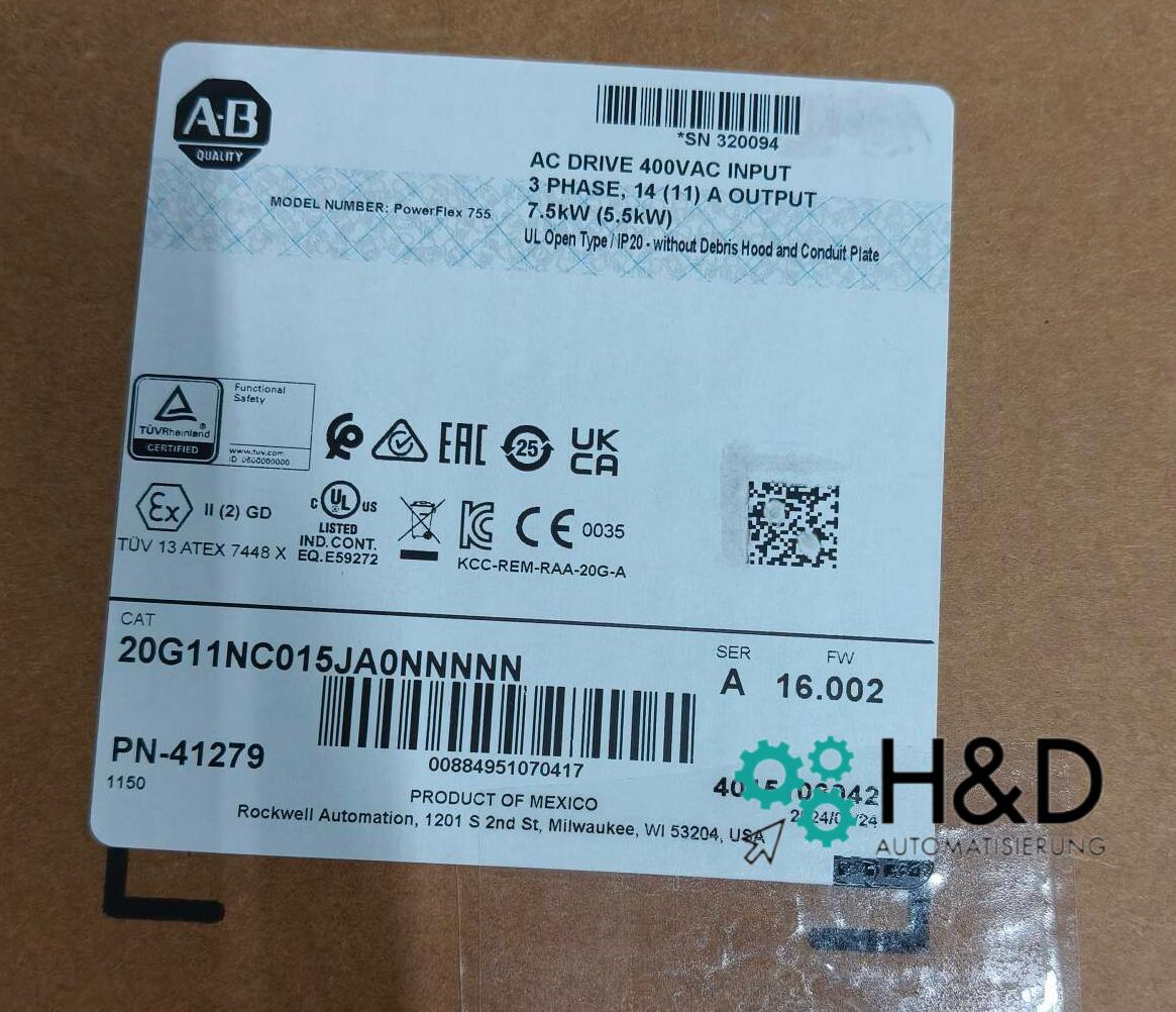 20G11NC015JA0NNNNN Allen-Bradley 755 AC привод Новый и запечатанный
