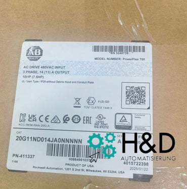 20G11ND014JA0NNNNN Allen-Bradley PowerFlex Air Cooled 755 AC Drive New and Sealed