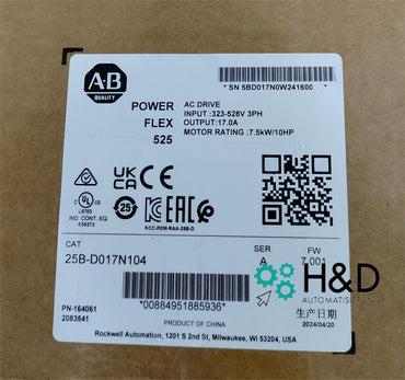25B-D017N104 Allen-Bradley AC-Drive 7.5kW(10HP) 3PH Inverter New and Sealed