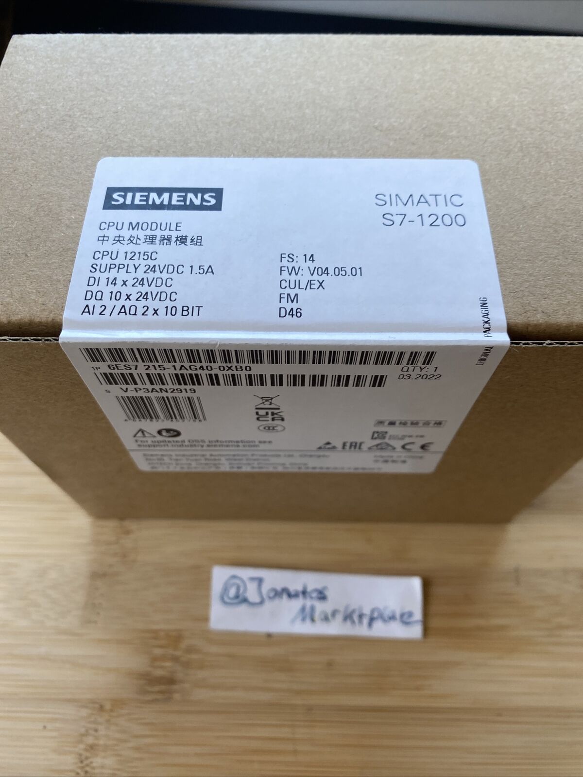 Siemens SIMATIC S7-1200 CPU 1215C – 6ES7215-1AG40-0XB0, Компактный блок управления, 24V DC, 14 цифровых входов, 10 выходов, 2 аналоговых выхода