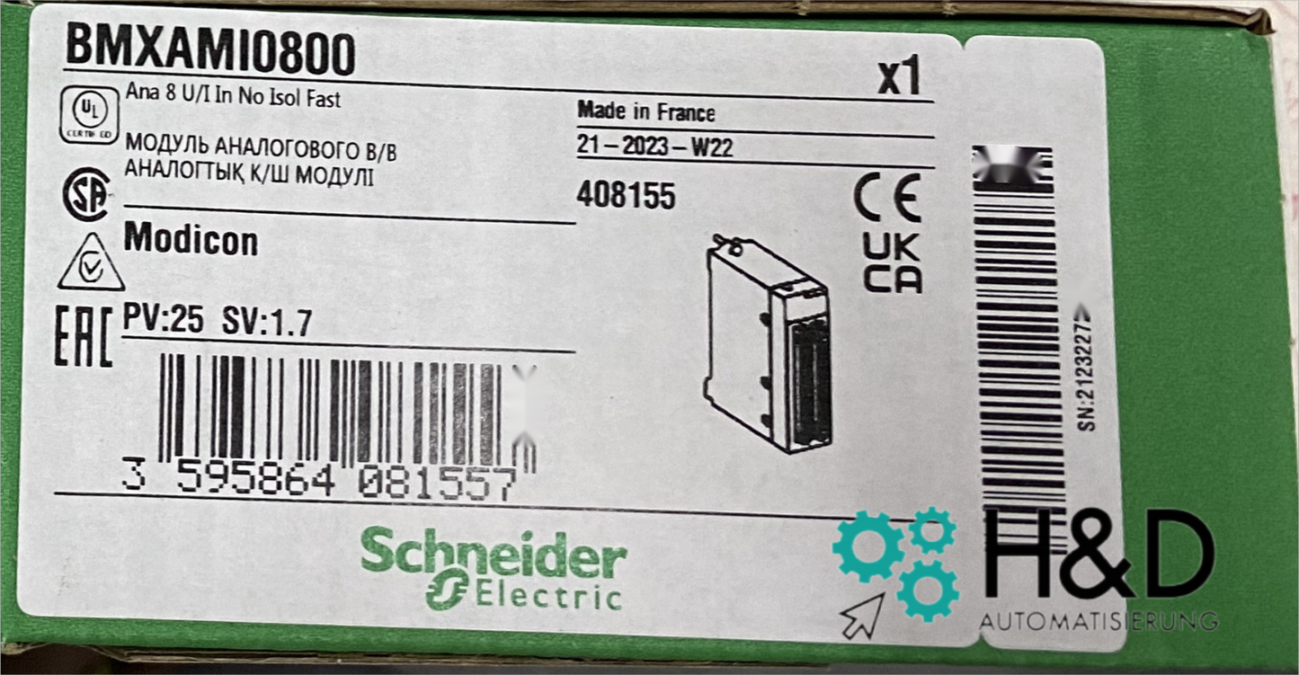 BMXAMI0800 Schneider Electric, модуль аналогового входа без гальванической развязки