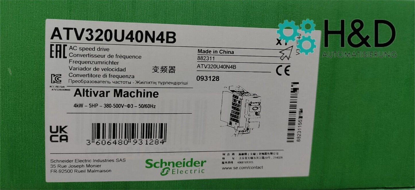 ATV320U40N4B Schneider Electric Variateur ATV320 4kW