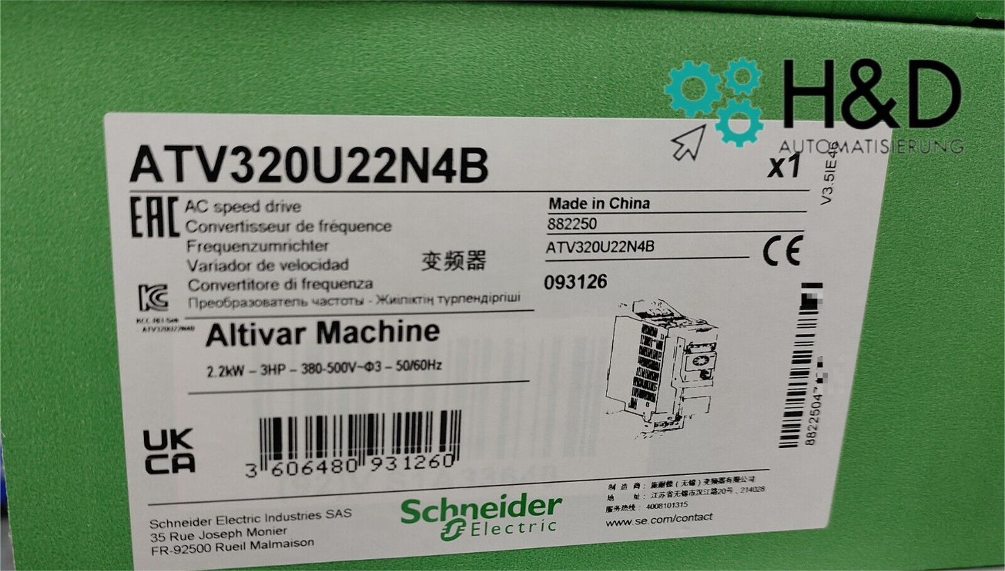 ATV320U22N4B Schneider Electric преобразователь частоты ATV320 2.2kW