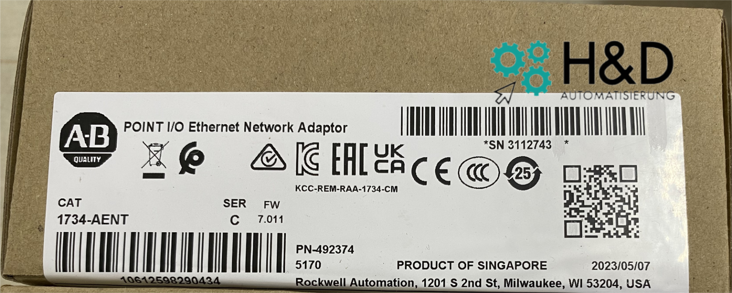 1734-AENT Allen-Bradley Сетевой адаптер, POINT I/O 【Новый и запечатанный】