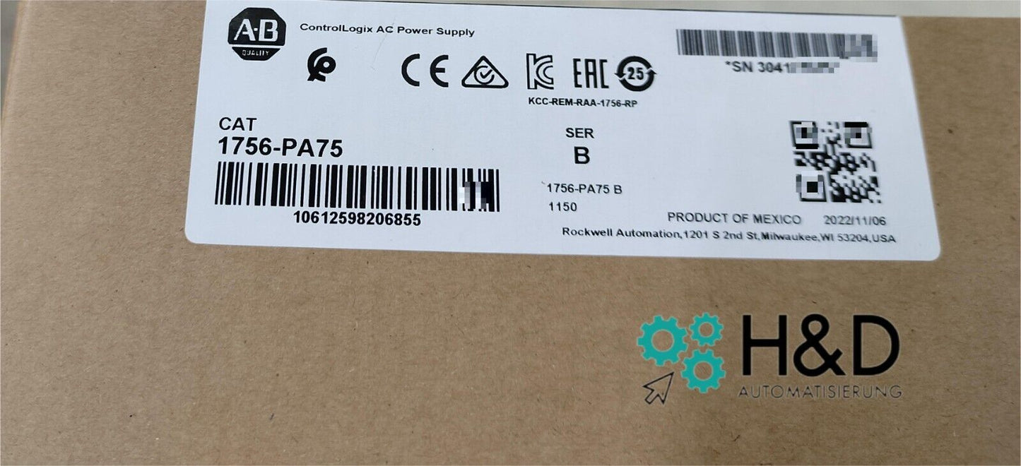 1756-PA75 Allen-Bradley Power Supply, ControlLogix 【New and Sealed】