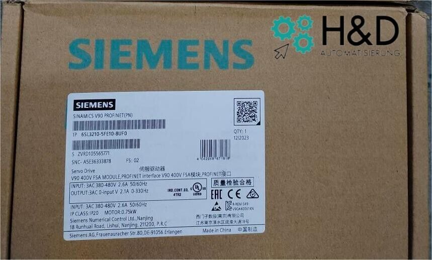 6SL3210-5FE10-8UF0 Siemens SINAMICS V90 Инвертор Новый и Запечатанный