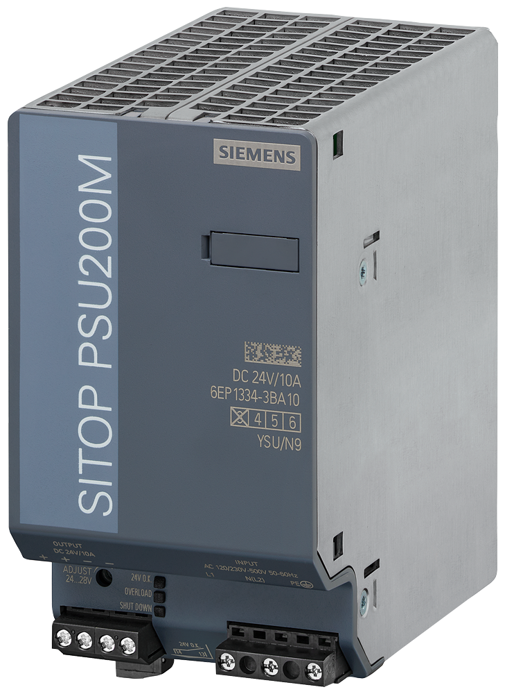 Siemens SITOP PSU200M – 6EP1334-3BA10, регулируемый источник питания, 24V DC, 10A, 240W, 120/230–500V AC