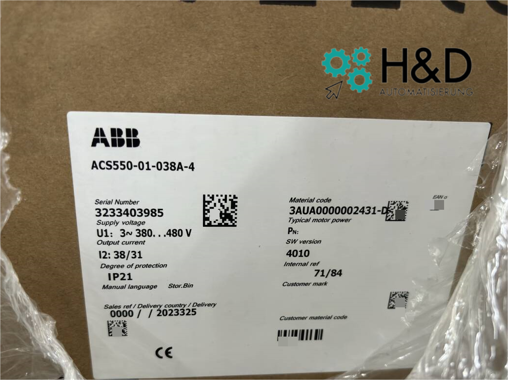 ABB ACS550-01-038A-4 – Инвертор – Мощность 18,5 кВт – I2n 38 A – Новый и запечатанный