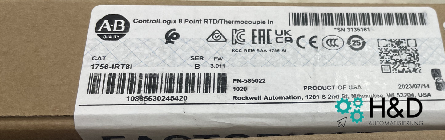 1756-IRT8I Allen-Bradley ControlLogix 8 точек RTD 【Новый и запечатанный】