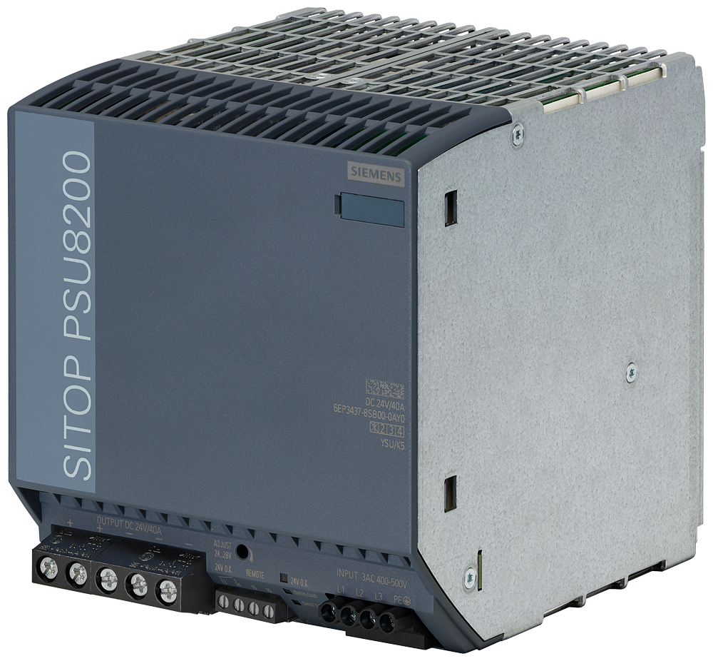 Siemens SITOP PSU8200 – 6EP3437-8SB00-0AY0, трехфазное питание, 24V DC, 40A, 960W, 400–500V AC