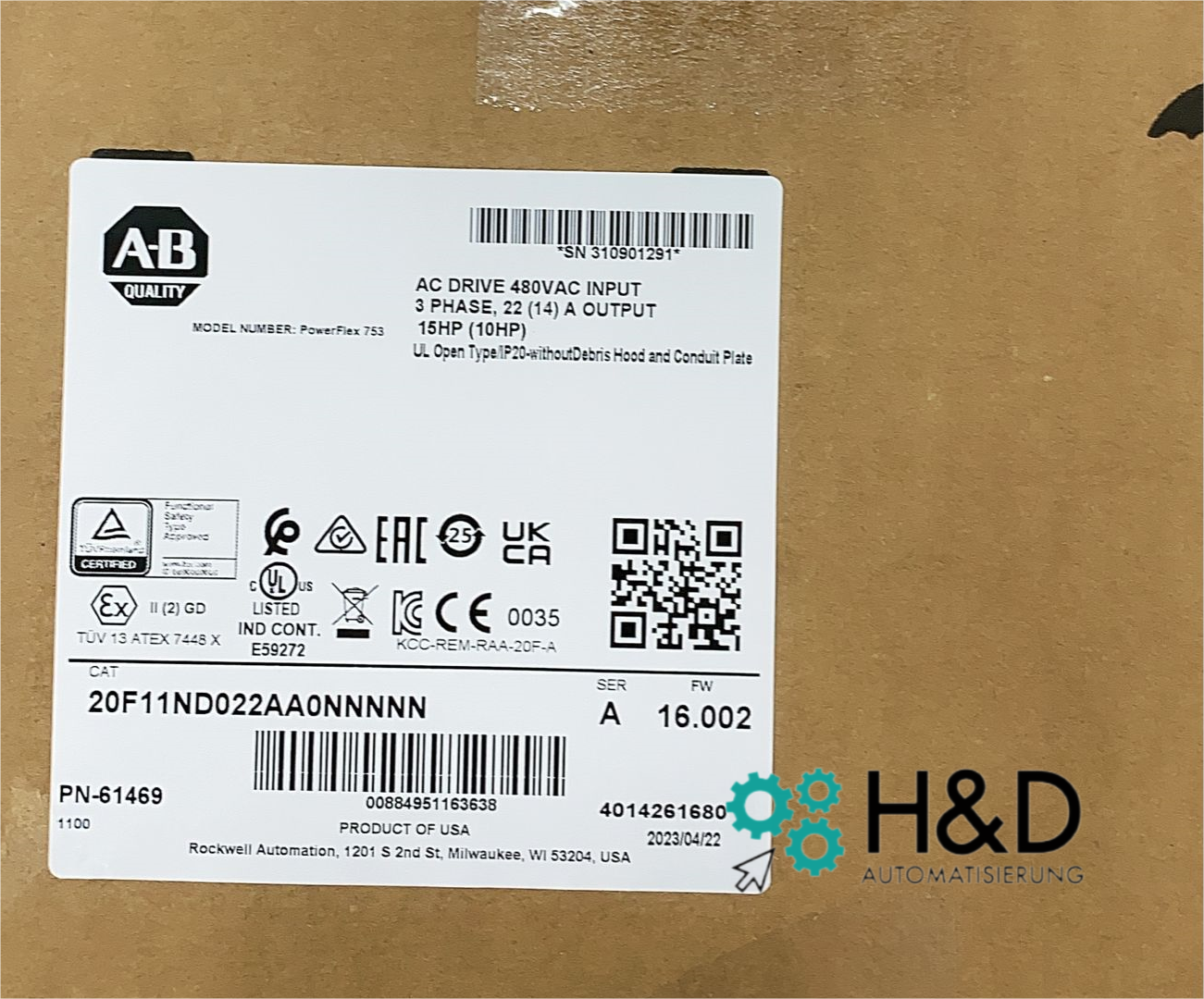 20F11ND022AA0NNNNN Allen-Bradley 753 переменный ток привод новый и запечатанный