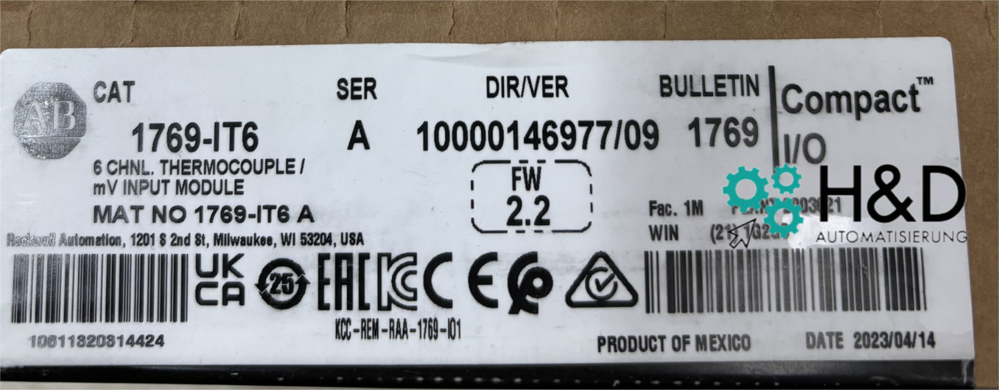 1769-IT6 Allen-Bradley CompactLogix 6-точечный термопарный модуль 【Новый и запечатанный】