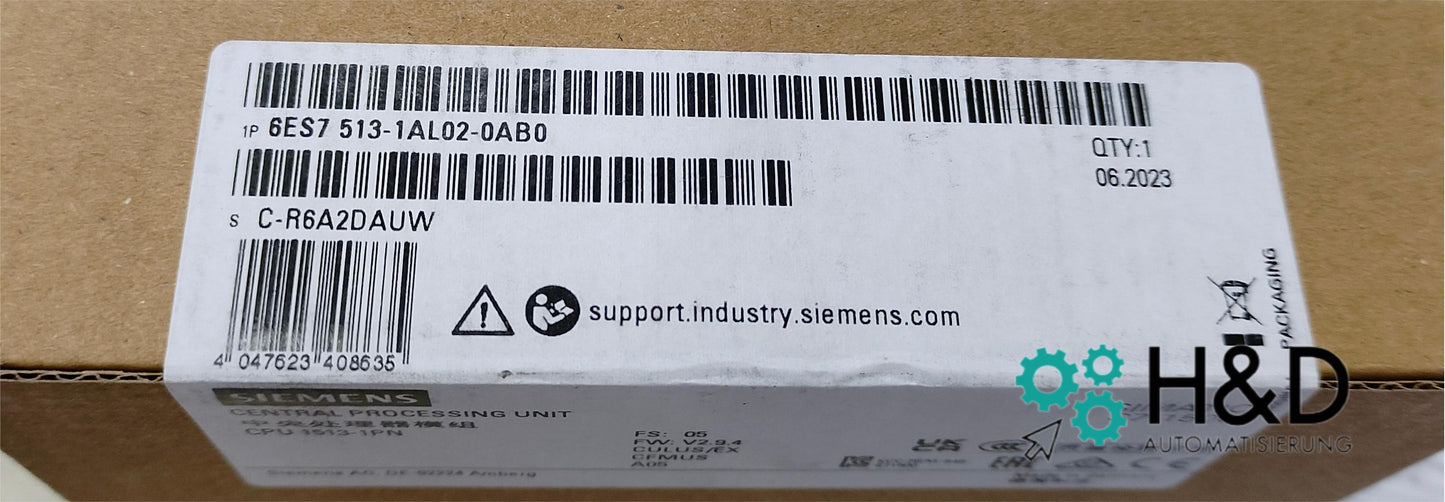 Siemens SIMATIC S7-1500 процессорный модуль 6ES7513-1AL02-0AB0 для PROFINET, расширенная производительность для промышленных автоматизационных приложений