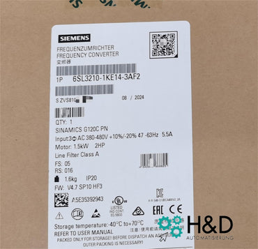 Sinamics G120C 6SL3210-1KE14-3AF2 – Variateur de fréquence (1,5 kW, 3AC 380–480 V, PROFINET, STO, IP20)