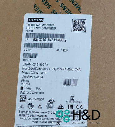 Sinamics G120C 6SL3210-1KE15-8AF2 – Inverter di frequenza (2,2 kW, 3AC 380–480 V, PROFINET, STO, IP20)