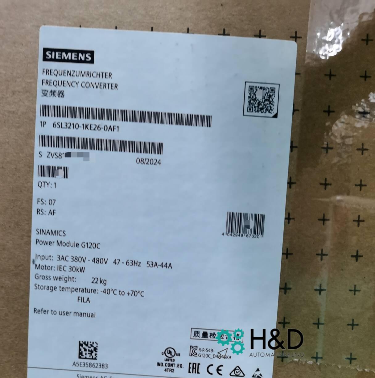 SINAMICS G120C 6SL3210-1KE26-0AF1 - Частотный преобразователь (30,0 кВт, 3 AC 380–480 В, PROFINET-PN, Safe-Torque-Off)