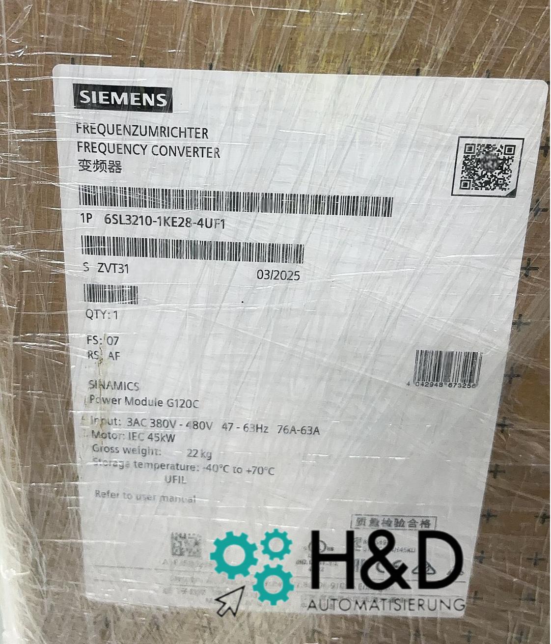 Siemens SINAMICS G120C 6SL3210-1KE28-4UF1 | 45kW силовой модуль ungefiltert с PROFINET и Safe Torque Off