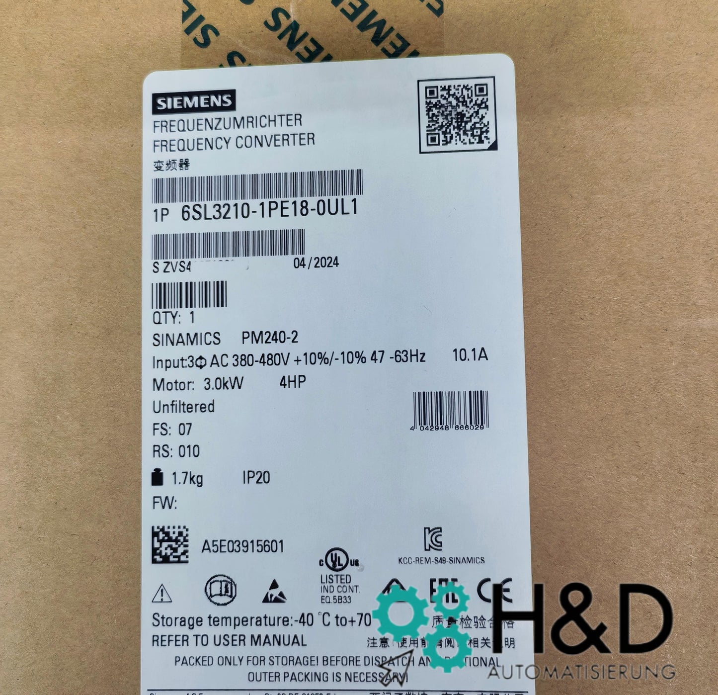 SINAMICS G120C 6SL3210-1PE18-0UL1 – Convertidor de frecuencia (5,5 kW, 150% de sobrecarga, PROFINET, Apagado seguro de par)
