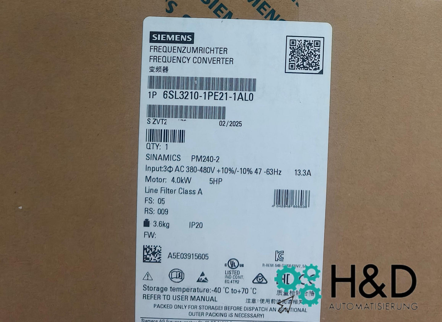 SINAMICS G120C 6SL3210-1PE21-1AL0 – частотный преобразователь (7,5 кВт, 150% перегрузка, PROFINET, безопасное отключение крутящего момента)