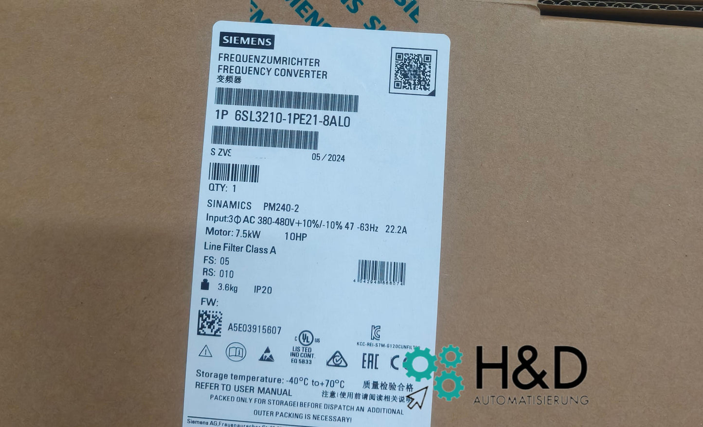 SINAMICS G120C 6SL3210-1PE21-8AL0 – Частотный преобразователь (11 kW, 150% перегрузка, PROFINET, Safe Torque Off)