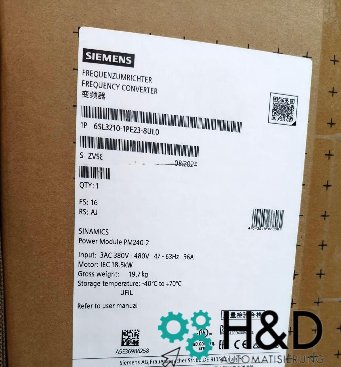 Siemens SINAMICS G120 Power-Modul PM240-2 ohne Filter mit Brems-Chopper (6SL3210-1PE23-8UL0)