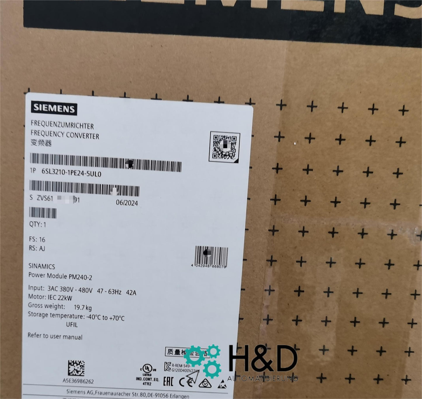 SINAMICS G120 Power Module PM240-2 (Ungefiltert) mit integriertem Brems-Chopper (6SL3210-1PE24-5UL0)