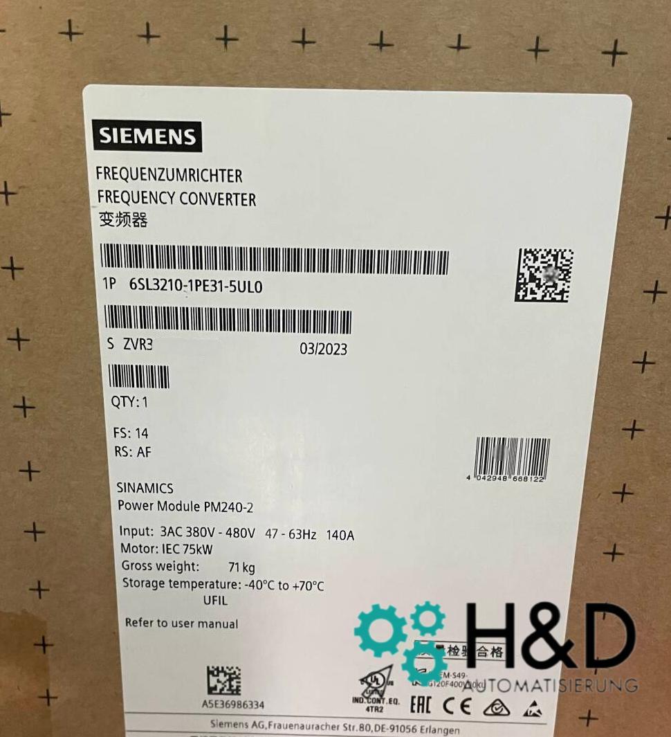 Siemens SINAMICS G120 PM240-2 6SL3210-1PE31-5UL0 | 55kW силовой модуль без фильтра с тормозным чоппером