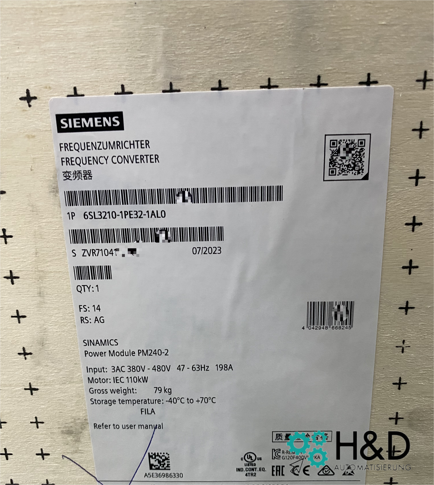 Siemens SINAMICS G120 PM 240-2 6SL3210-1PE32-1AL0 | Модуль питания с тормозным чоппером и фильтром класса A