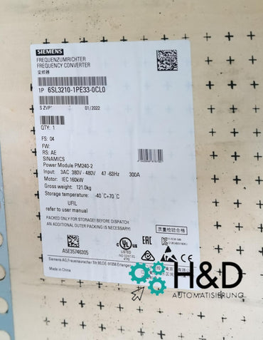 Siemens SINAMICS G120/S120 PM240-2 FSG C3 6SL3210-1PE33-0CL0 | Module d'alimentation avec frein-chopper et filtre CEM