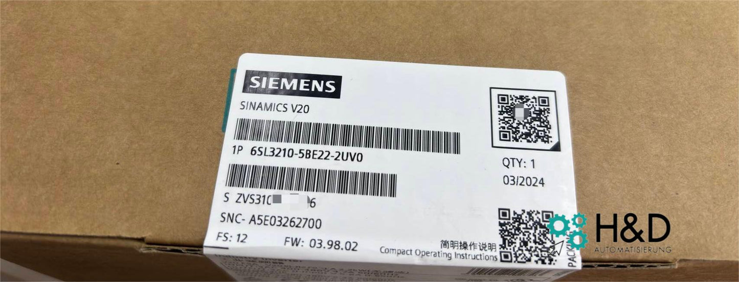 6SL3210-5BE22-2UV0 Siemens SINAMICS V20 380-480 В Новый и Запечатанный
