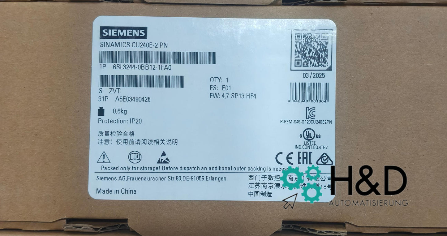 6SL3244-0BB12-1FA0 SIEMENS SINAMICS G120 КОНТРОЛЛЕР Новый и запечатанный