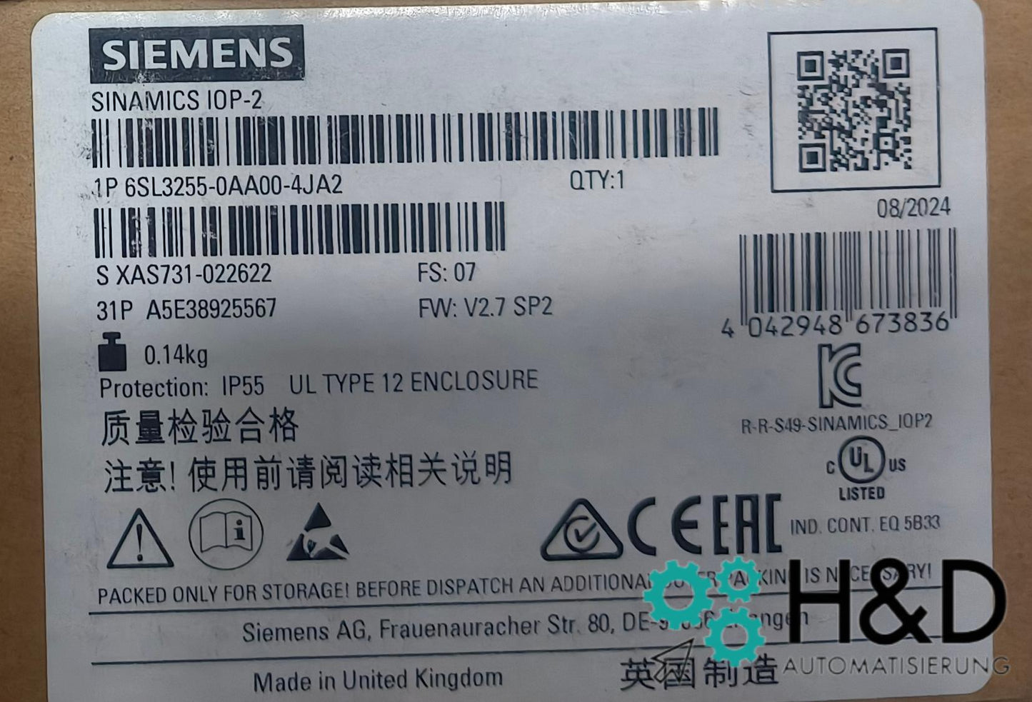6SL3255-0AA00-4JA2 SIEMENS SINAMICS G Интеллектуальный Новый и Запечатанный