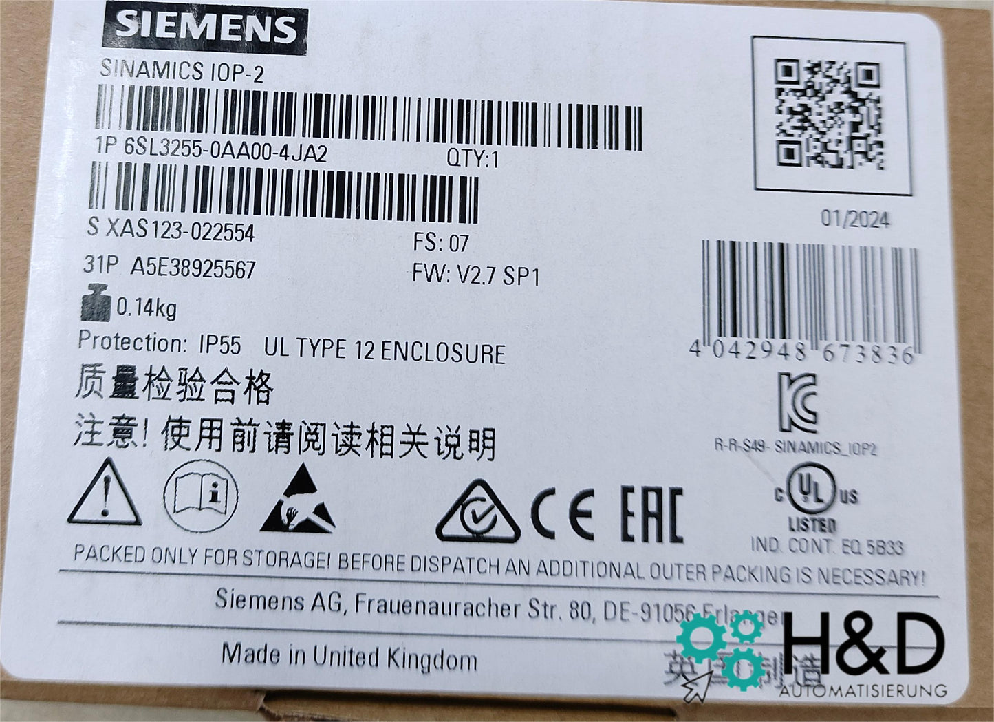 6SL3255-0AA00-4JA2 SIEMENS SINAMICS G Интеллектуальный Новый и Запечатанный