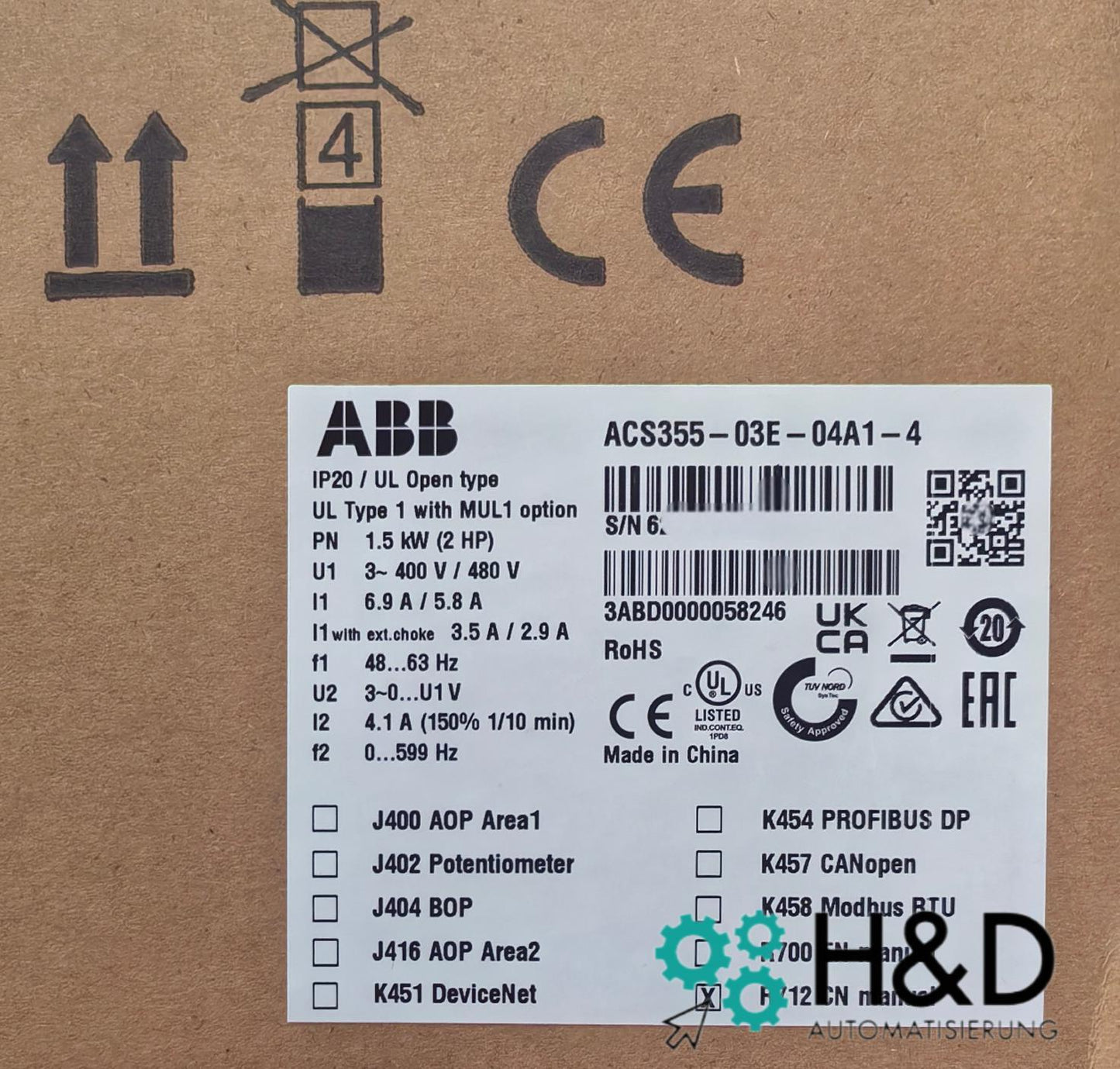 ABB ACS355-03E-04A1-4 – Falownik – Pn 1,5 kW – I2n 4,1 A – IP20 – Nowy i zaplombowany