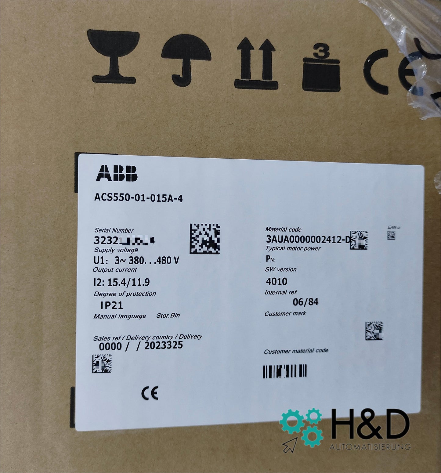 ABB ACS550-01-015A-4 – Инвертор – 7,5 кВт – 3AUA0000002412-D – Новый и запечатанный