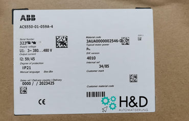 ABB ACS550-01-059A-4 – Onduleur – 30 kW – 59 A – 380 V – IP21 – Neuf et scellé