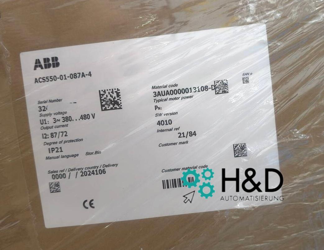 ABB ACS550-01-087A-4 – Falownik – 45 kW – 87 A – 380 V – IP54 – Nowy i zaplombowany