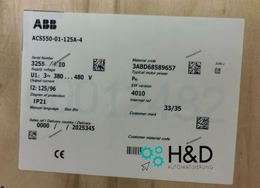 ABB ACS550-01-125A-4 – Onduleur – 55 kW – 125 A – 380 V – IP21 – Neuf et scellé