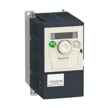 ATV312H075M2 Schneider Electric Частотный преобразователь ATV312, 0,75 кВт, 1,8 кВА, 60 Вт, 200-240 В - 1-фазный. Универсальное напряжение.