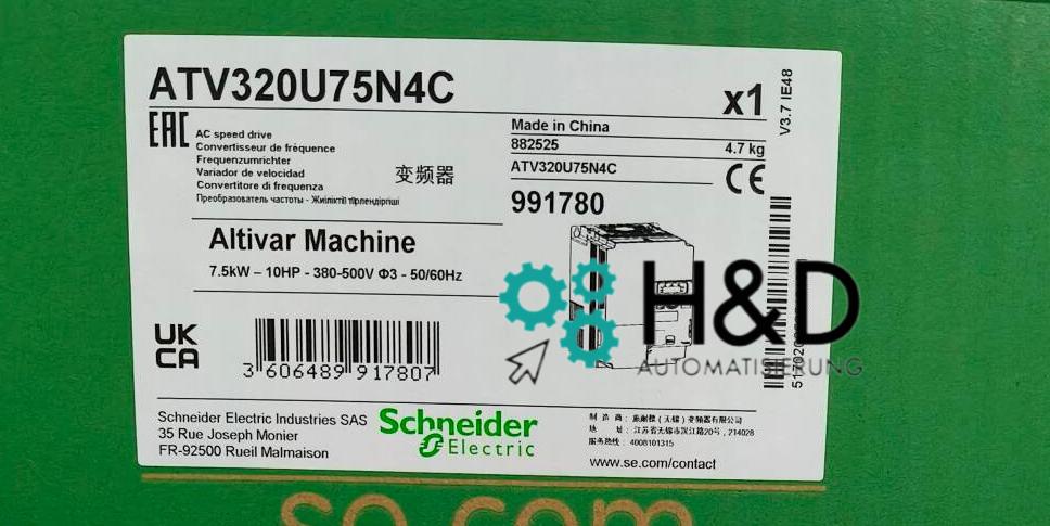 ATV320U75N4C Schneider Electric Convertidor ATV320, 7.5kW