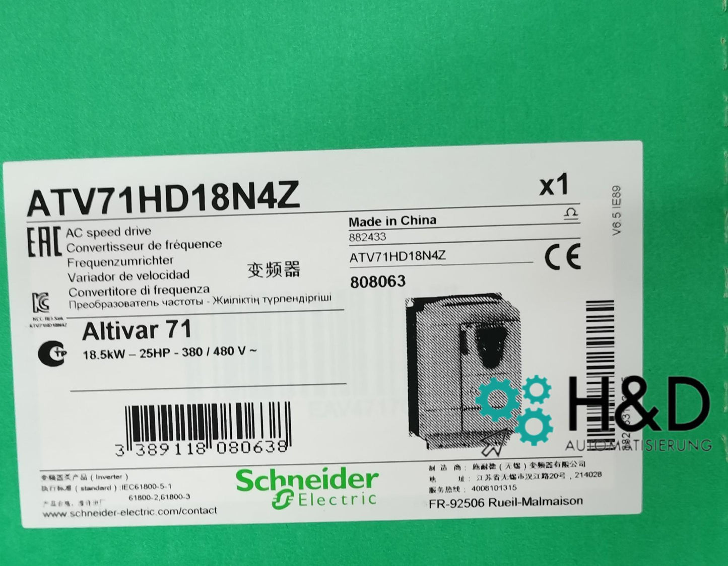 ATV71HD18N4 Schneider Electric Frequenzumrichter ATV71, 18,5kW 25HP, 480V