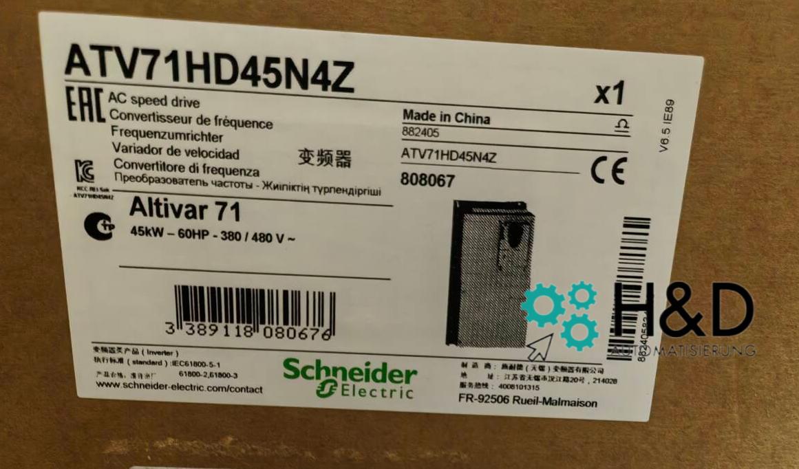 ATV71HD45N4Z Schneider Electric Частотный преобразователь ATV71, 45 кВт 60 л.с., 480 В, фильтр ЭМС