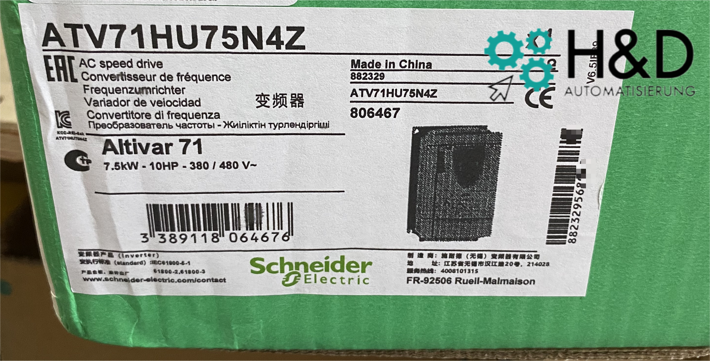 ATV71HU75N4 Schneider Electric Частотный преобразователь ATV71, 7,5 кВт 10 л.с., 480 В