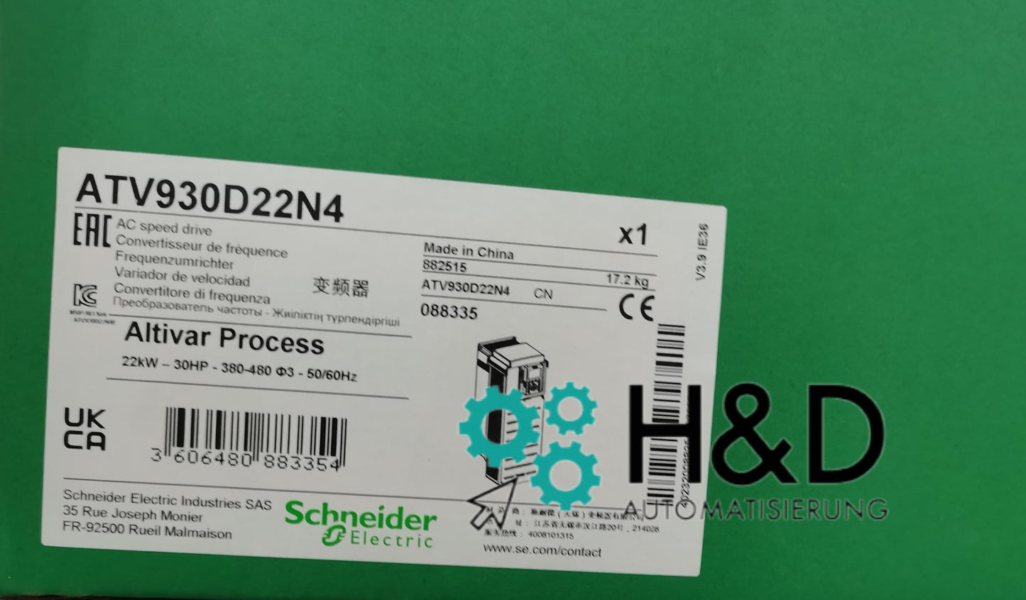 Schneider Electric ATV930D22N4 частотный преобразователь 22 kW/400 V новый и запечатанный